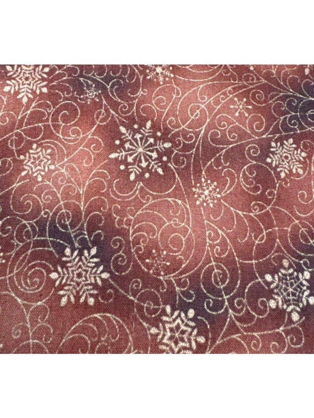 Copper Snowflake Cotton Fabric 13x18" Intricate Winter Swirl Pattern USA Made - Picture 10 of 14
